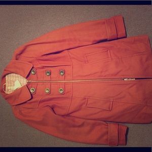 Orange wool pea coat